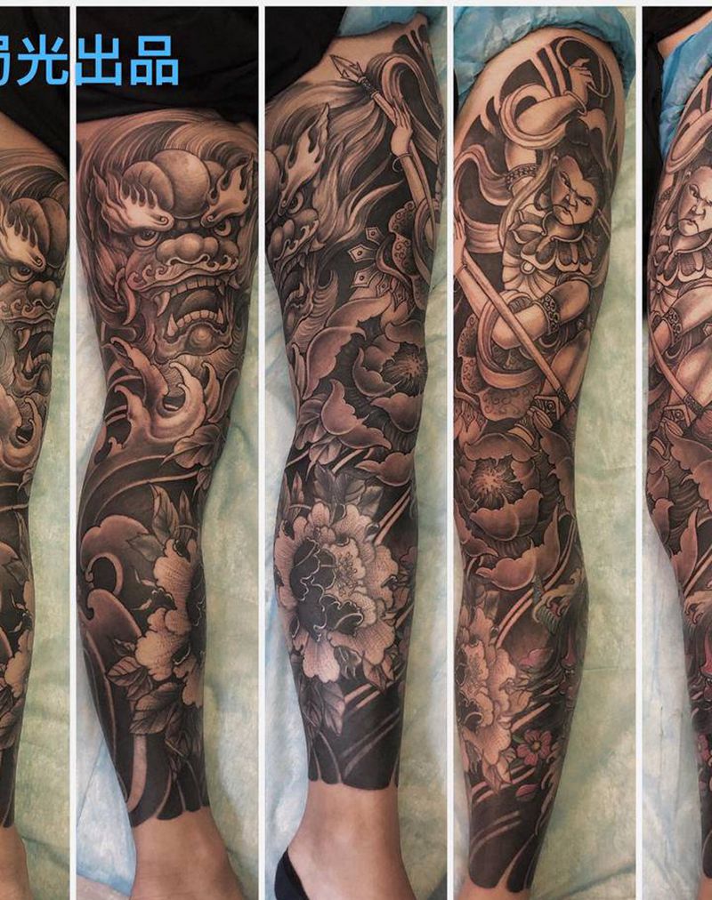 吒 吒纹身图片_腿部纹身图案