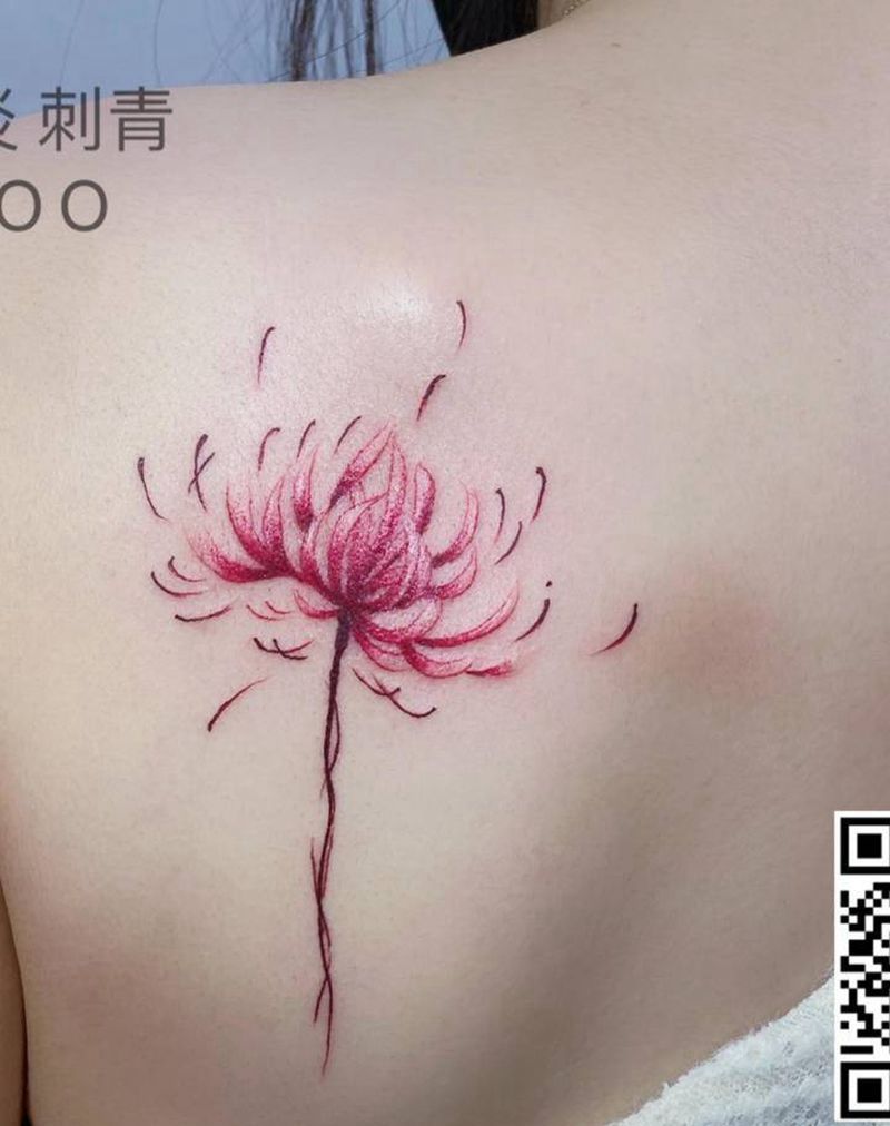 彼岸花纹身图片_颈部肩部新传统水彩纹身图案