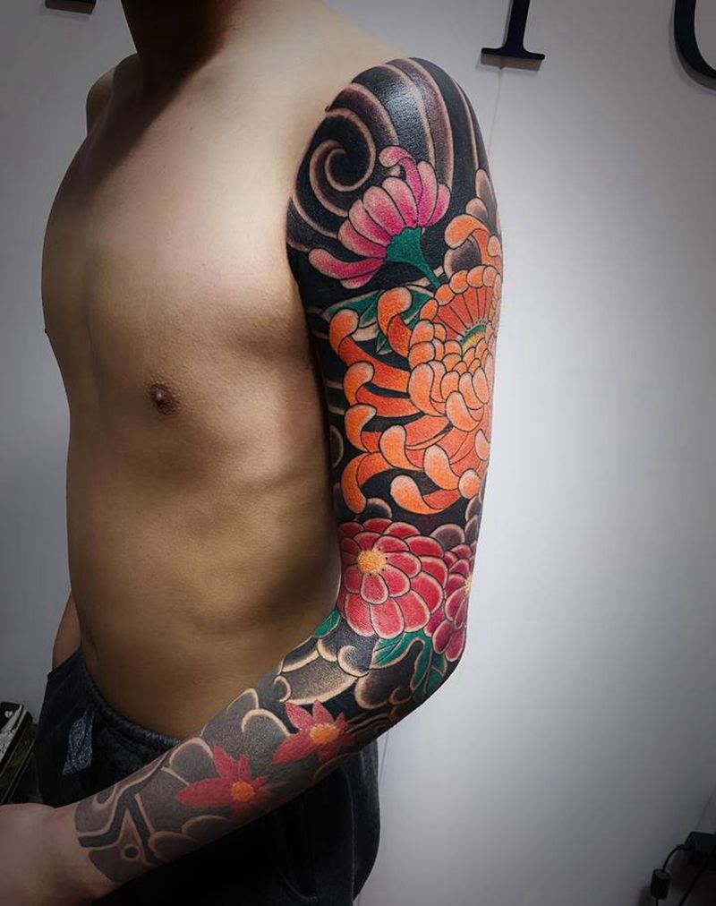 老传统花臂纹身图片_手臂腿部新传统老传统纹身图案