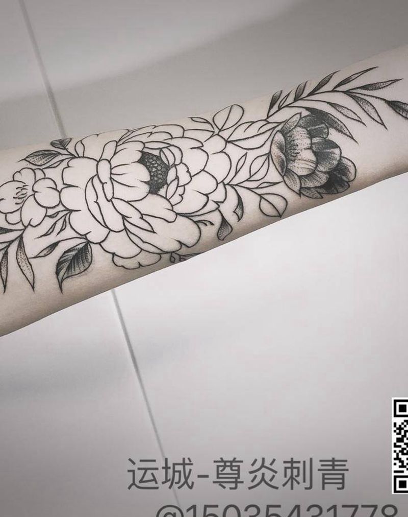 素花纹身图片_手臂腿部点刺New School纹身图案