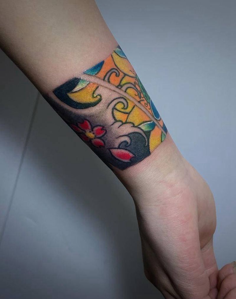 臂环纹身图片_手臂腿部新传统老传统纹身图案