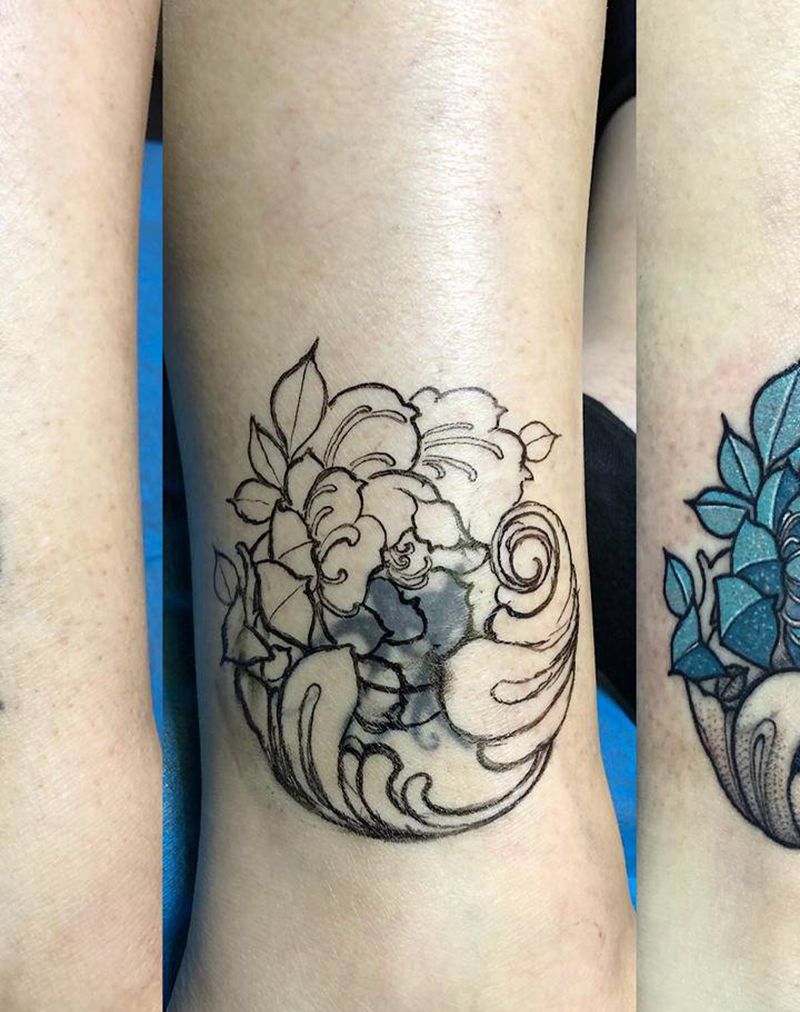 团圆纹身图片_腿部纹身图案