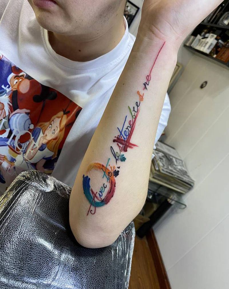 水彩字母纹身纹身图片_手臂手部水彩水墨纹身图案