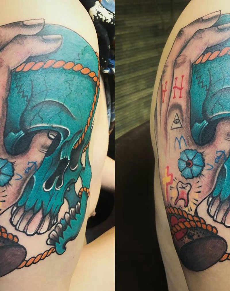 骷髅纹身图片_肩部纹身图案