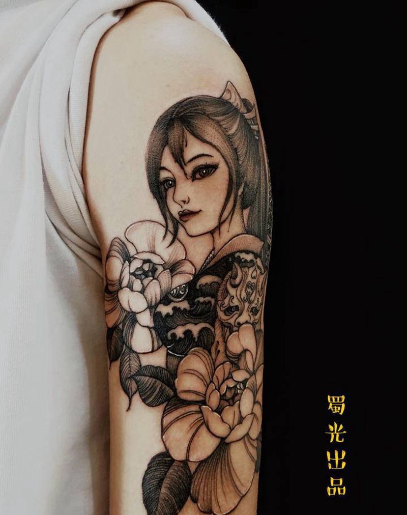 有刺客纹身图片_肩部纹身图案