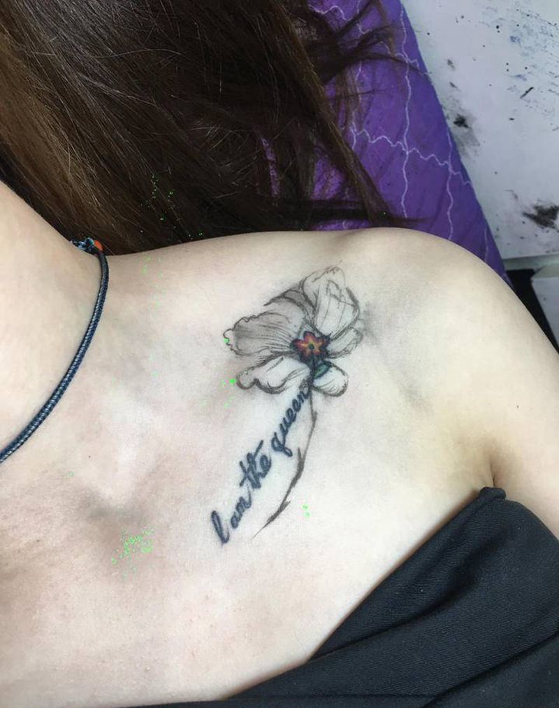 罂粟花纹身图片_胸部新传统纹身图案