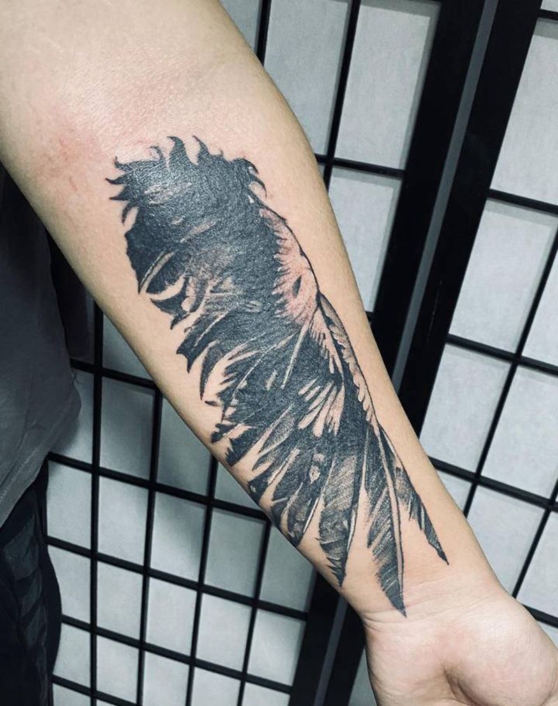 翅膀纹身图片_臀部背部点刺翅膀纹身图案