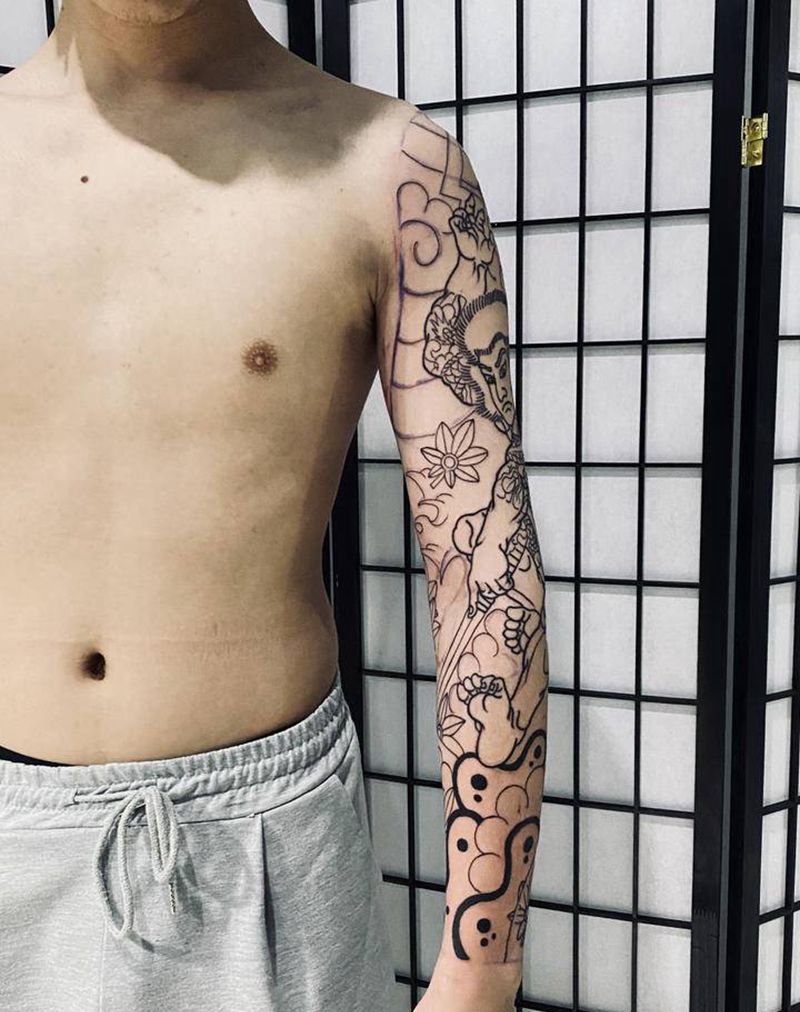 传统张顺花臂纹身图片_手臂老传统张顺老传统纹身图案