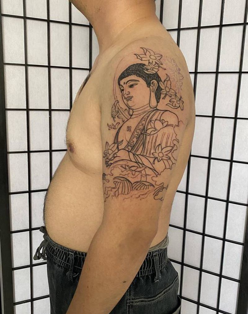 如来纹身图片_手臂背部新传统纹身图案