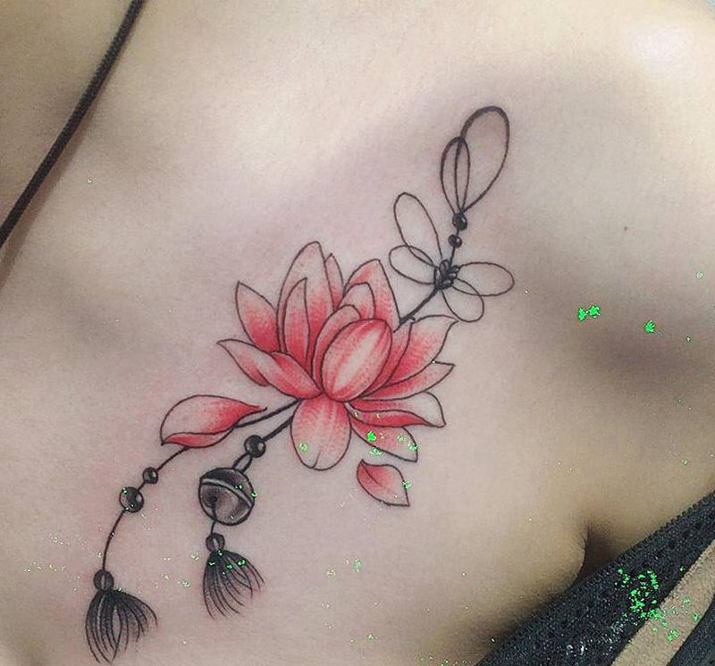 此花你可认知纹身图片_胸部新传统纹身图案