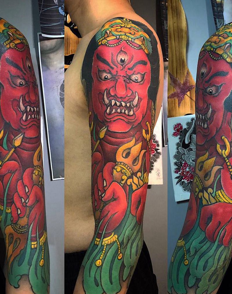 阿修罗完结纹身图片_手臂老传统新传统纹身图案