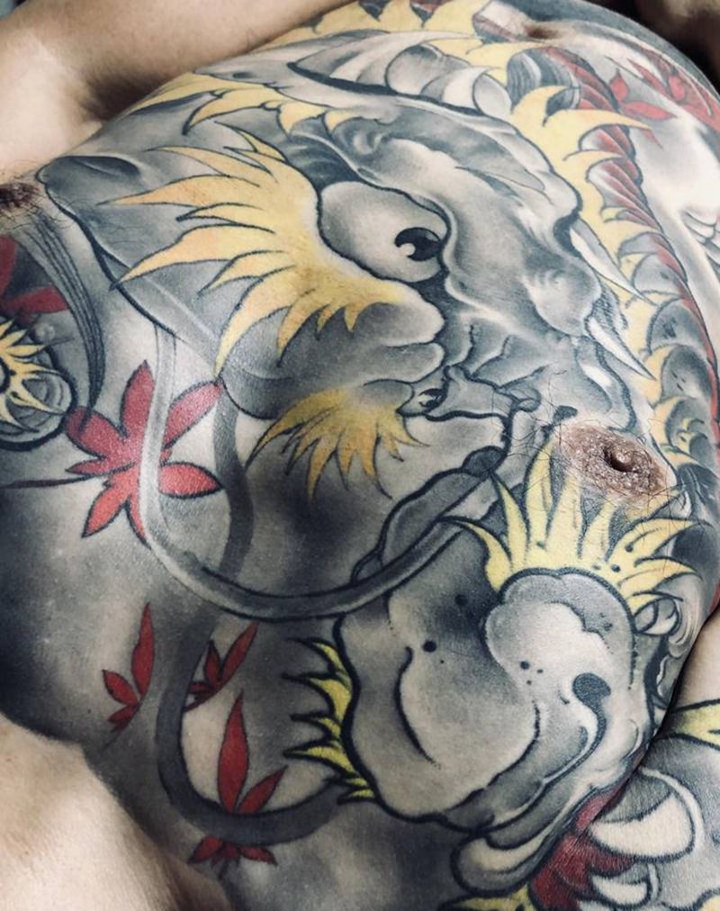 dragon纹身图片_胸部腿部新传统老传统纹身图案