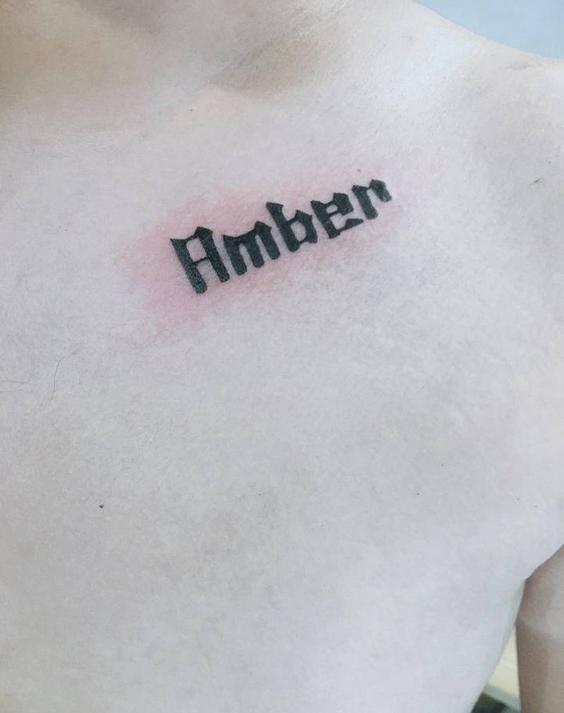 Rmber纹身图片_胸部纹身图案