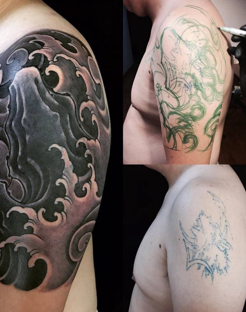 遮盖作品彫國纹身图片_手部老传统新传统纹身图案