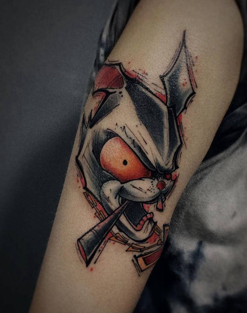 兔子纹身图片_手臂肩部New School纹身图案