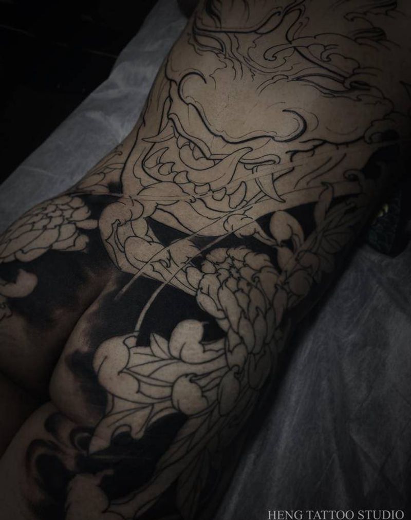 般若纹身图片_臀部背部新传统纹身图案