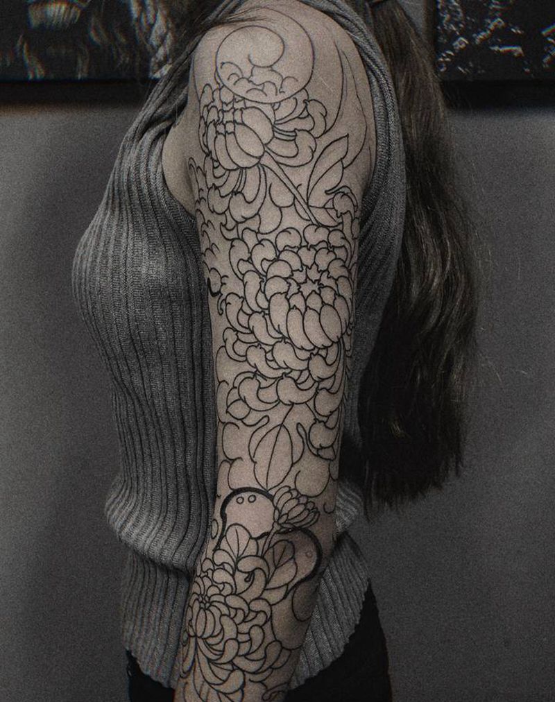 七分袖日式纹身图片_手臂老传统纹身图案