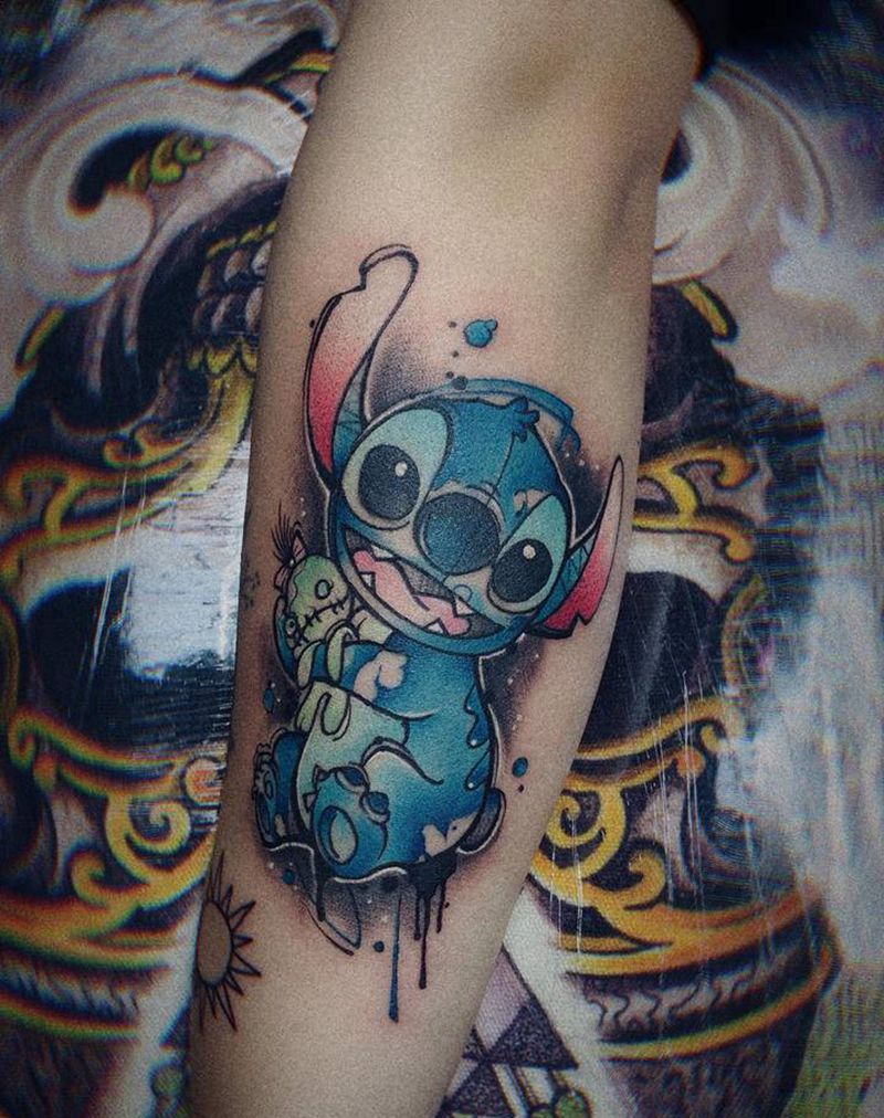 考拉纹身图片_手臂手部New School水彩纹身图案