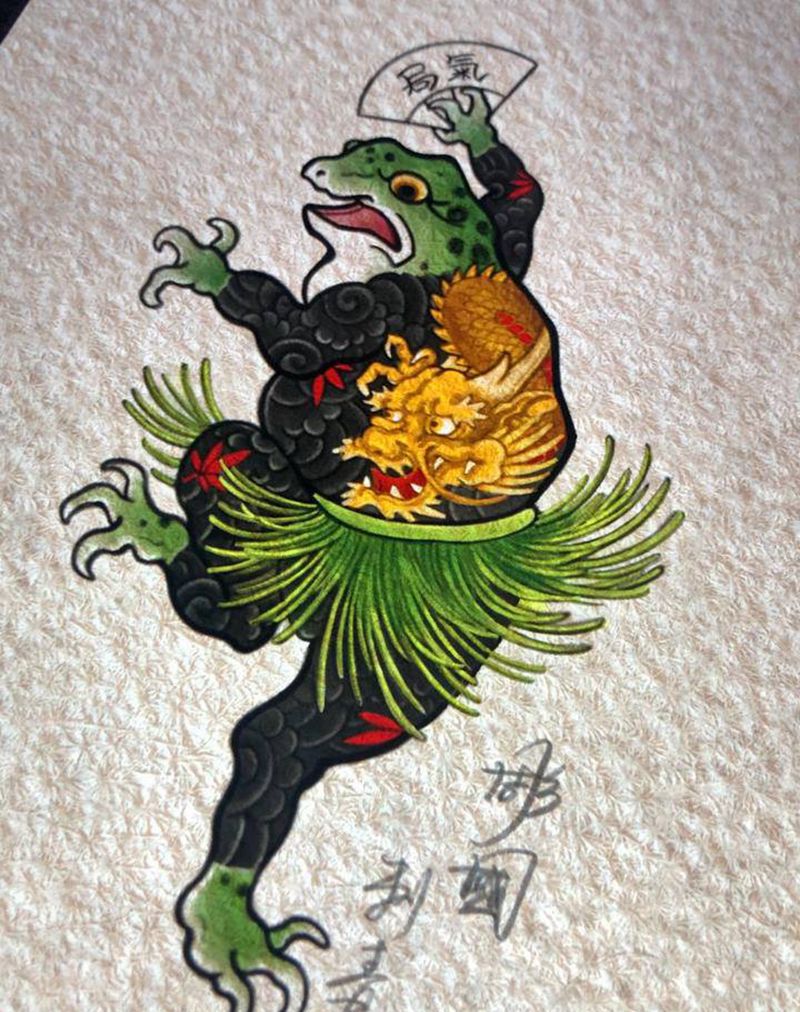 刺青蛙纹身图片_新传统老传统纹身图案