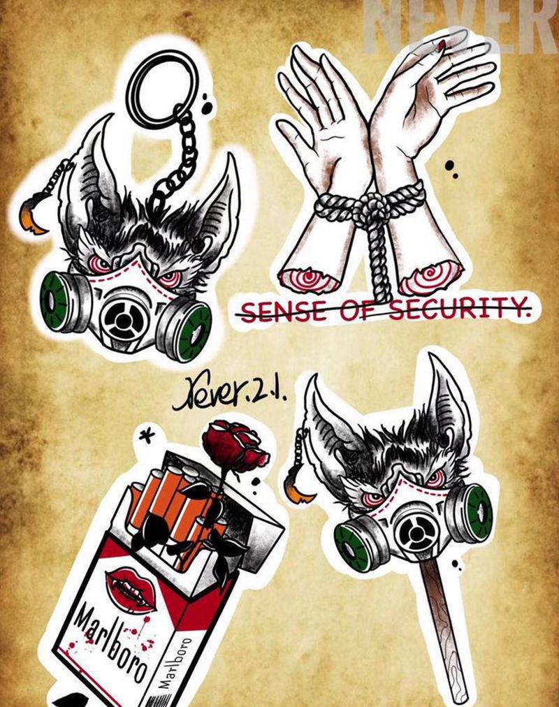 School原创手稿纹身图片_Old School画着玩滴纹身图案