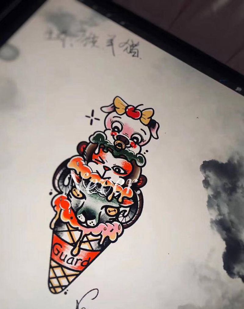 School原创手稿纹身图片_Old School原创纹身图案