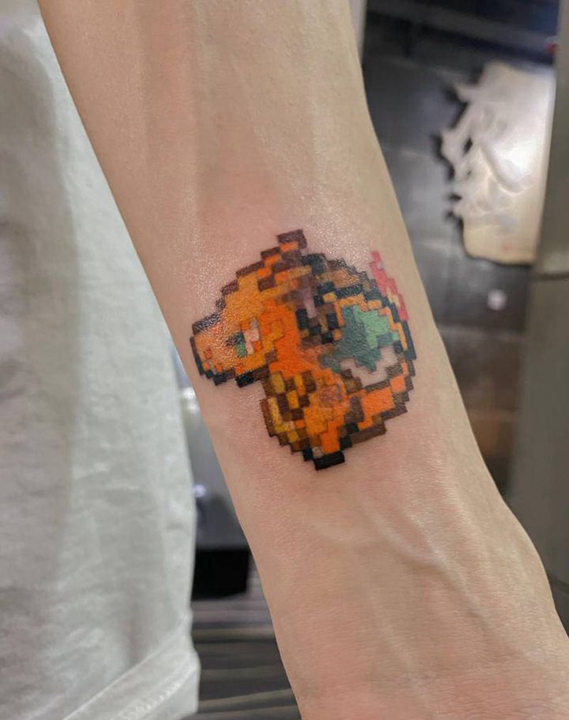 小火龙纹身图片_手臂几何纹身图案