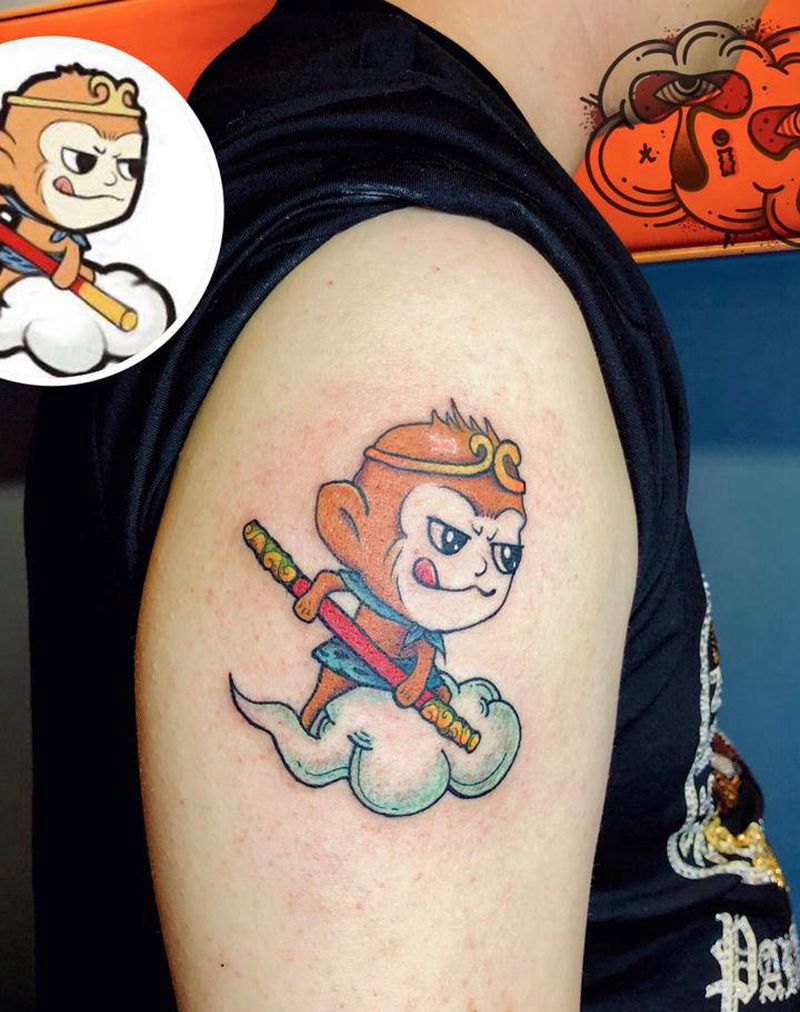 孙悟空小猴子纹身图片_手臂纹身图案