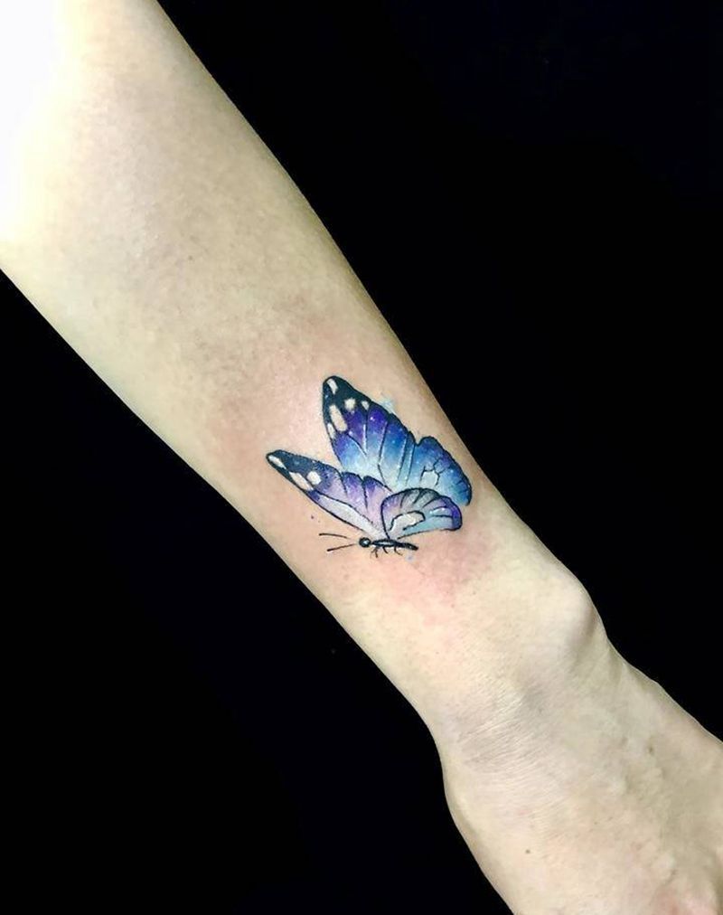 蝴蝶（遮盖）纹身图片_手臂水彩纹身图案