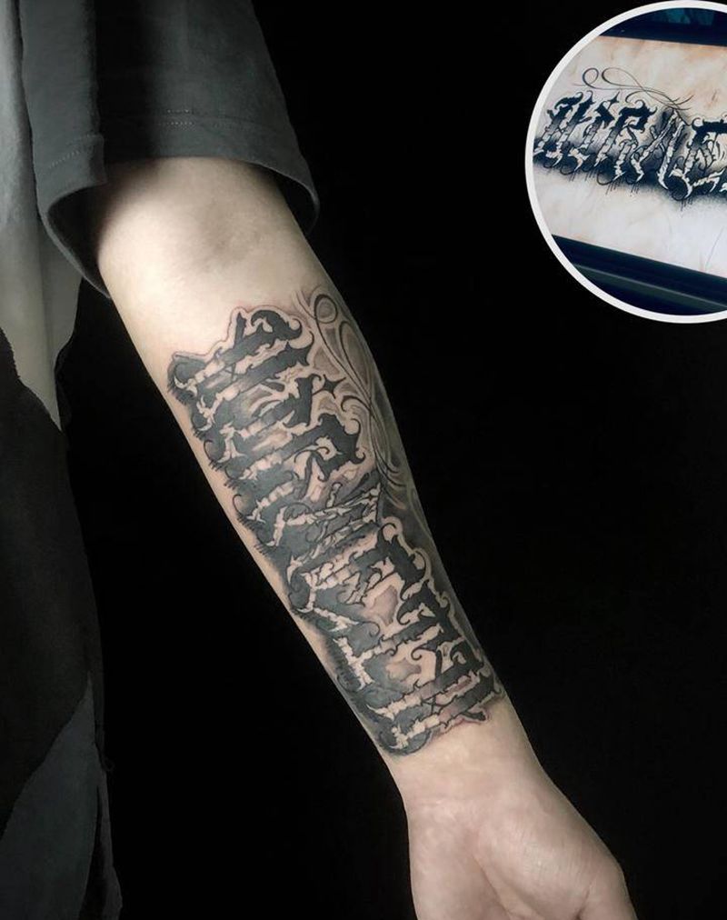 原创设计花体字纹身图片_手臂花体字纹身图案