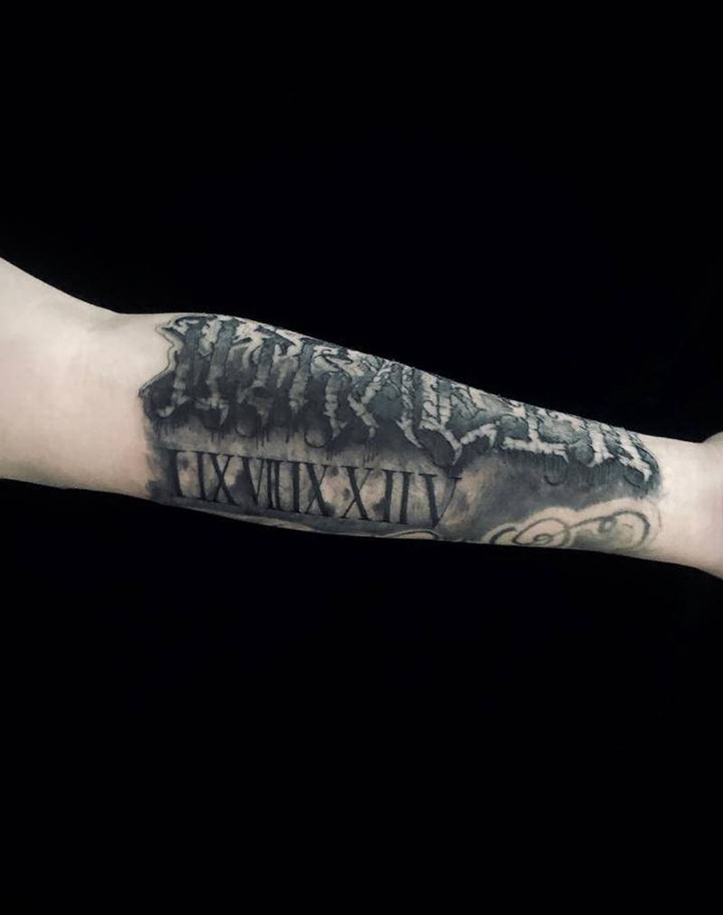 罗马数字纹身图片_手臂纹身图案
