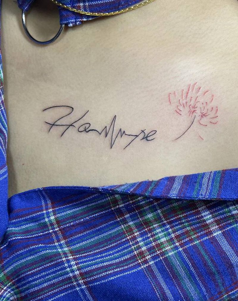 字母纹身图片_颈部小清新纹身图案