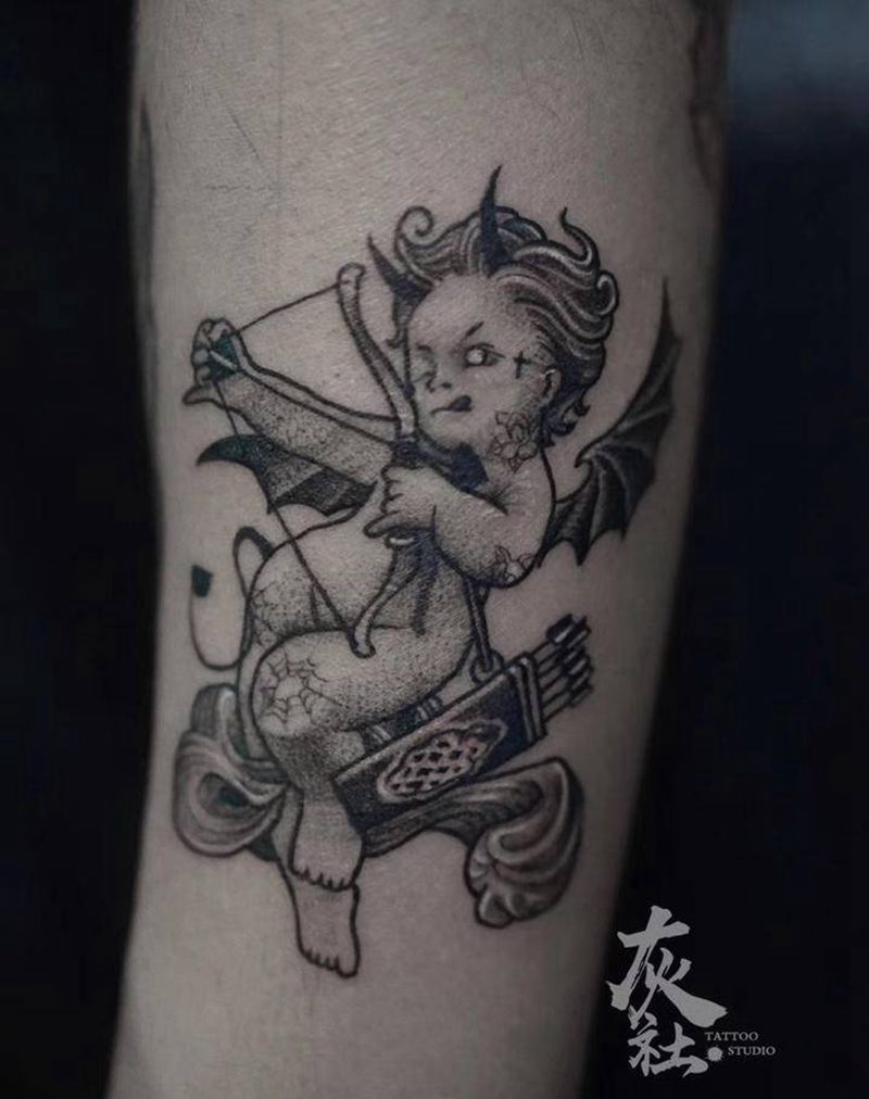 小写实天使纹身图片_手臂欧美写实纹身图案