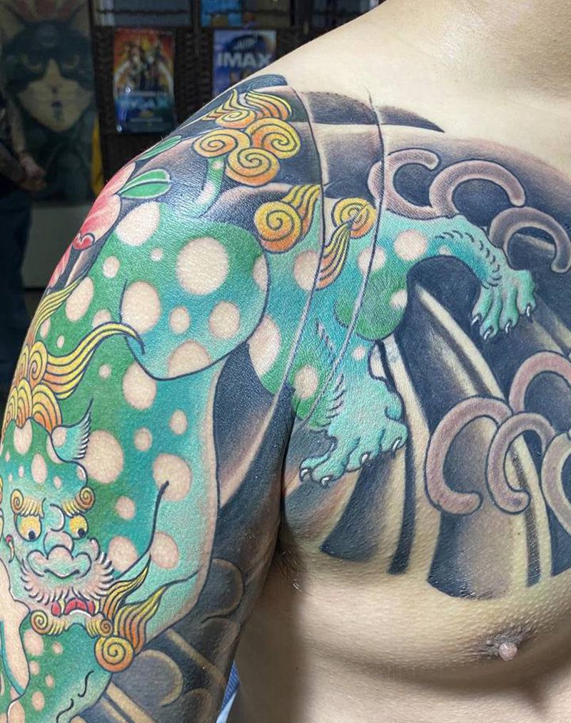 唐狮纹身图片_老传统纹身图案