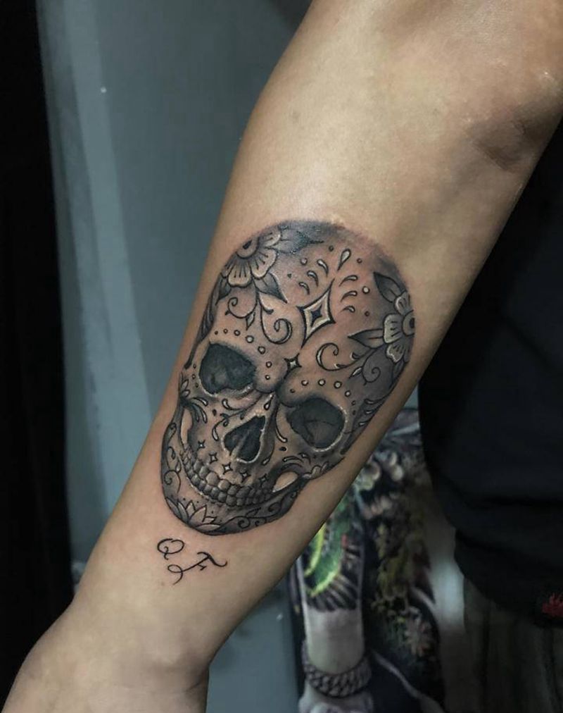 骷髅纹身图片_欧美写实纹身图案