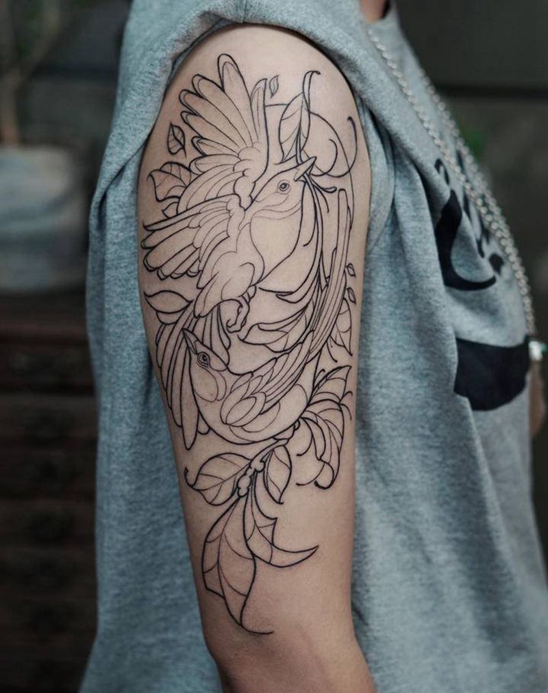 喜鹊未完成纹身图片_手臂New School纹身图案