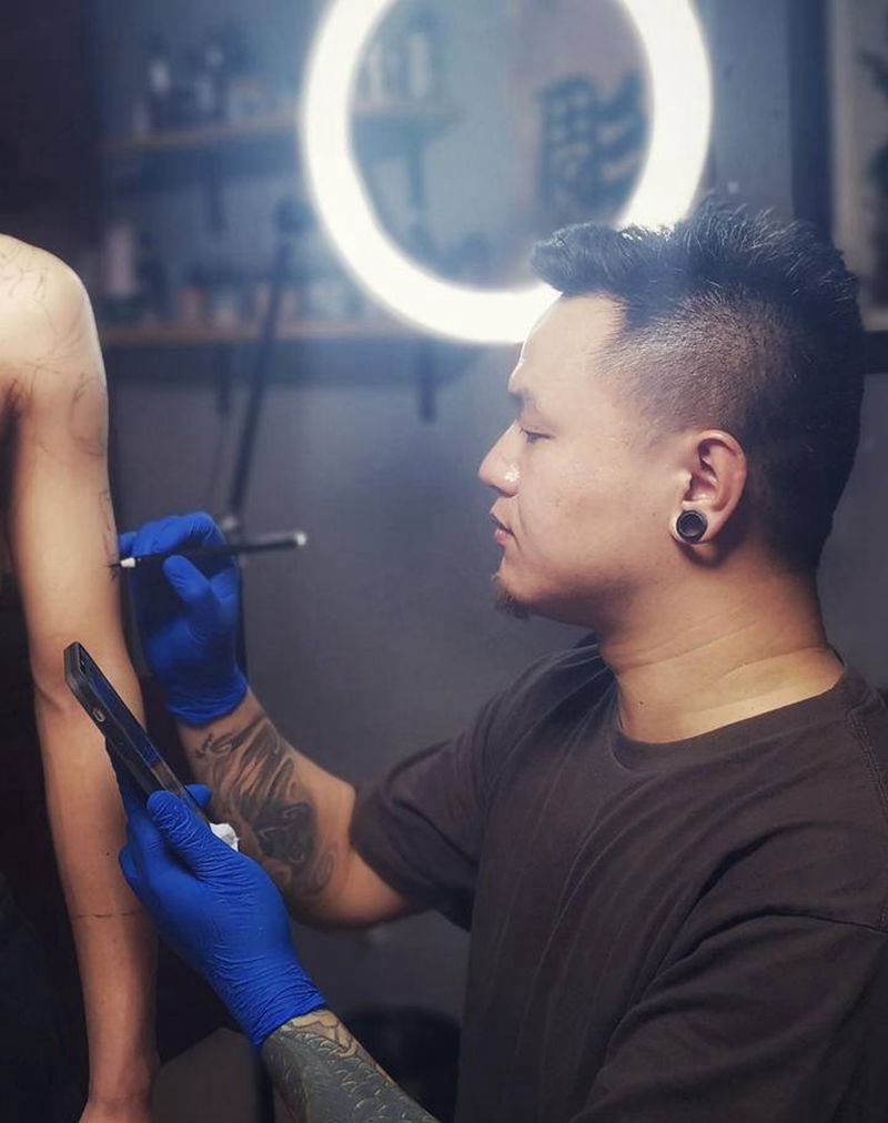 双龙七分臂之一纹身图片_手臂手部纹身图案