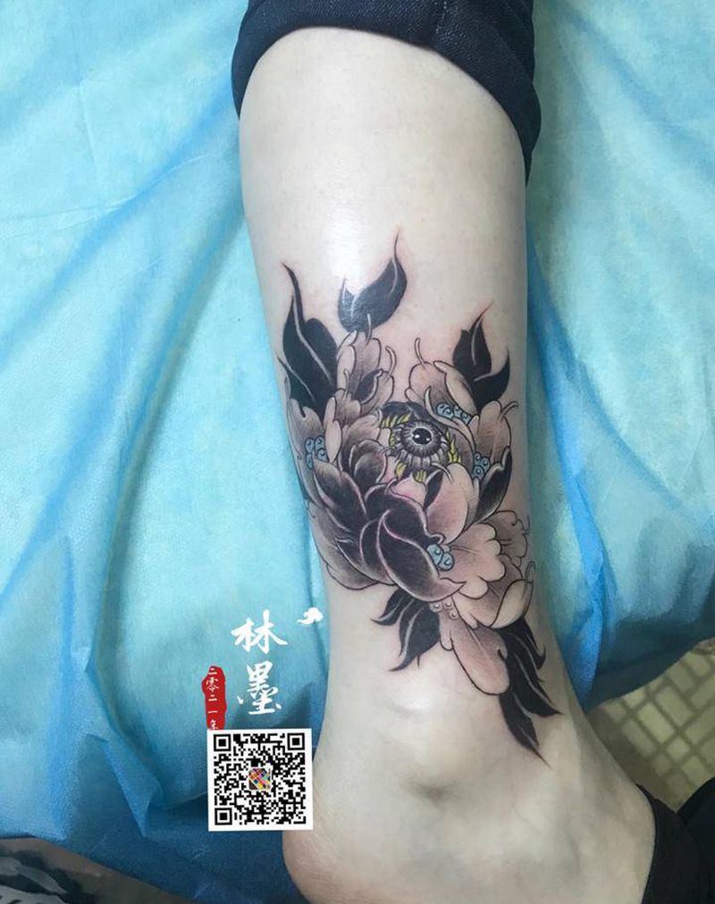 旧图遮盖纹身图片_脚部腿部新传统纹身图案