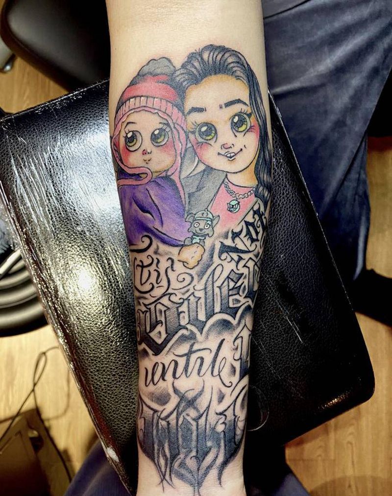 原创花体字纹身图片_手臂New School花体字纹身图案