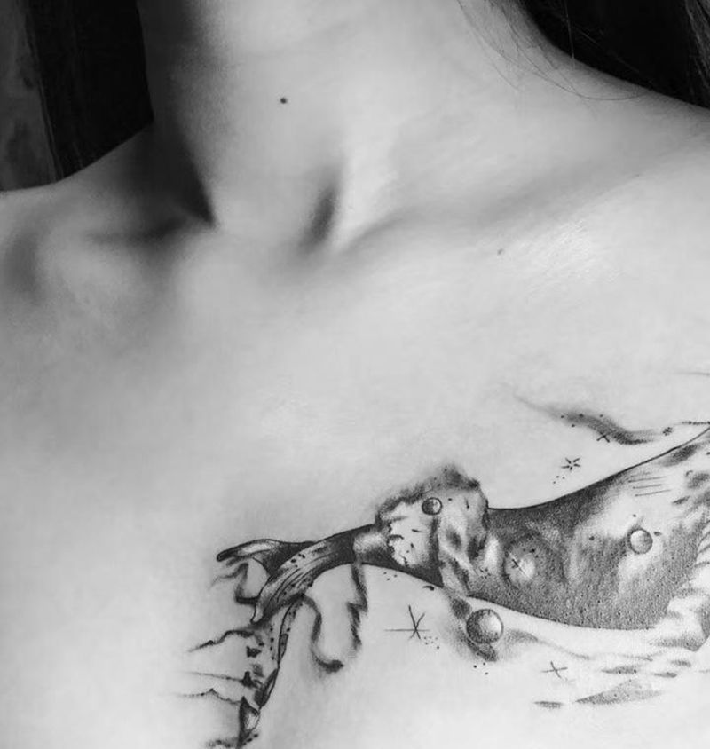 鲸鱼 遮盖纹身图片_New School纹身图案