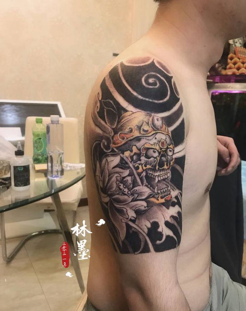 嘎巴拉纹身纹身图片_手臂新传统纹身图案