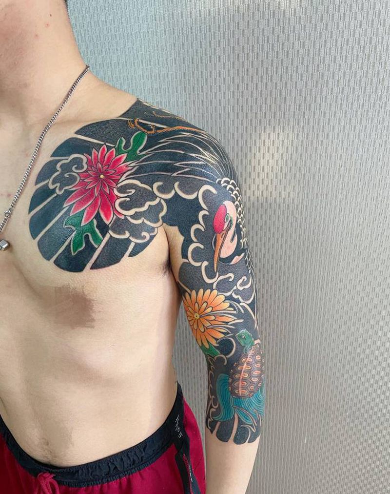 七分袖纹身图片_老传统纹身图案