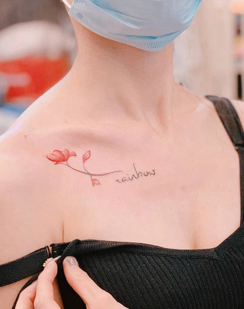 锁骨花纹身图片_胸部肩部水彩水墨纹身图案