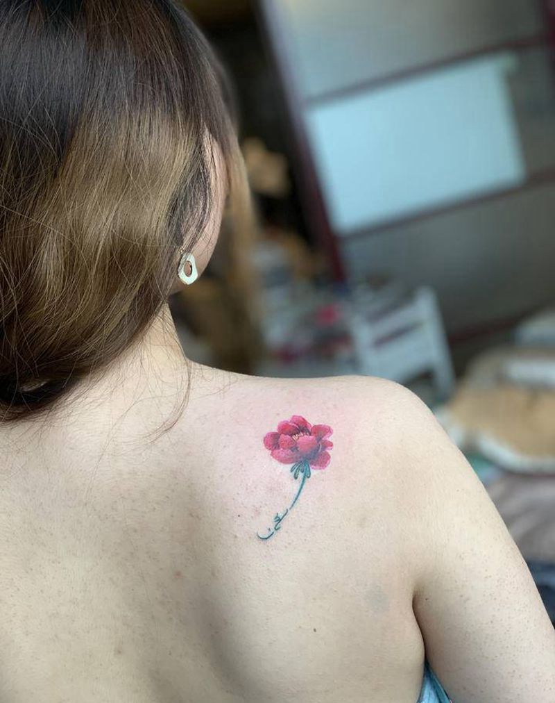 花花纹身图片_肩部新传统水墨纹身图案