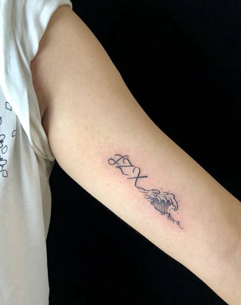 字母山海纹身图片_手臂纹身图案