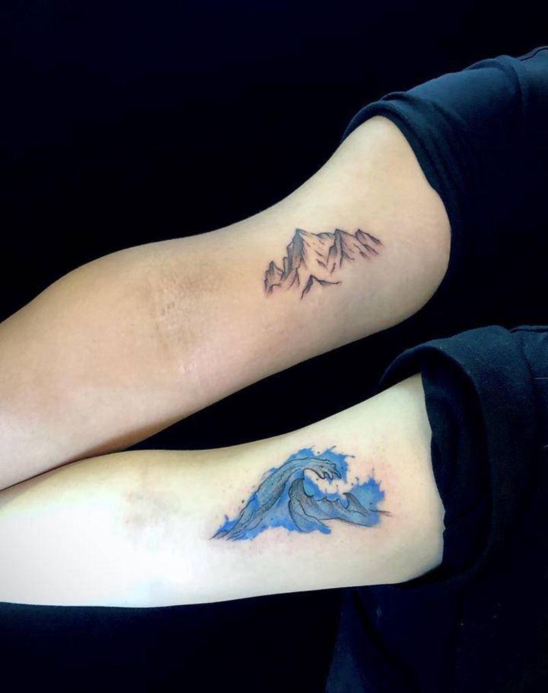 情侣 山海纹身图片_手臂纹身图案
