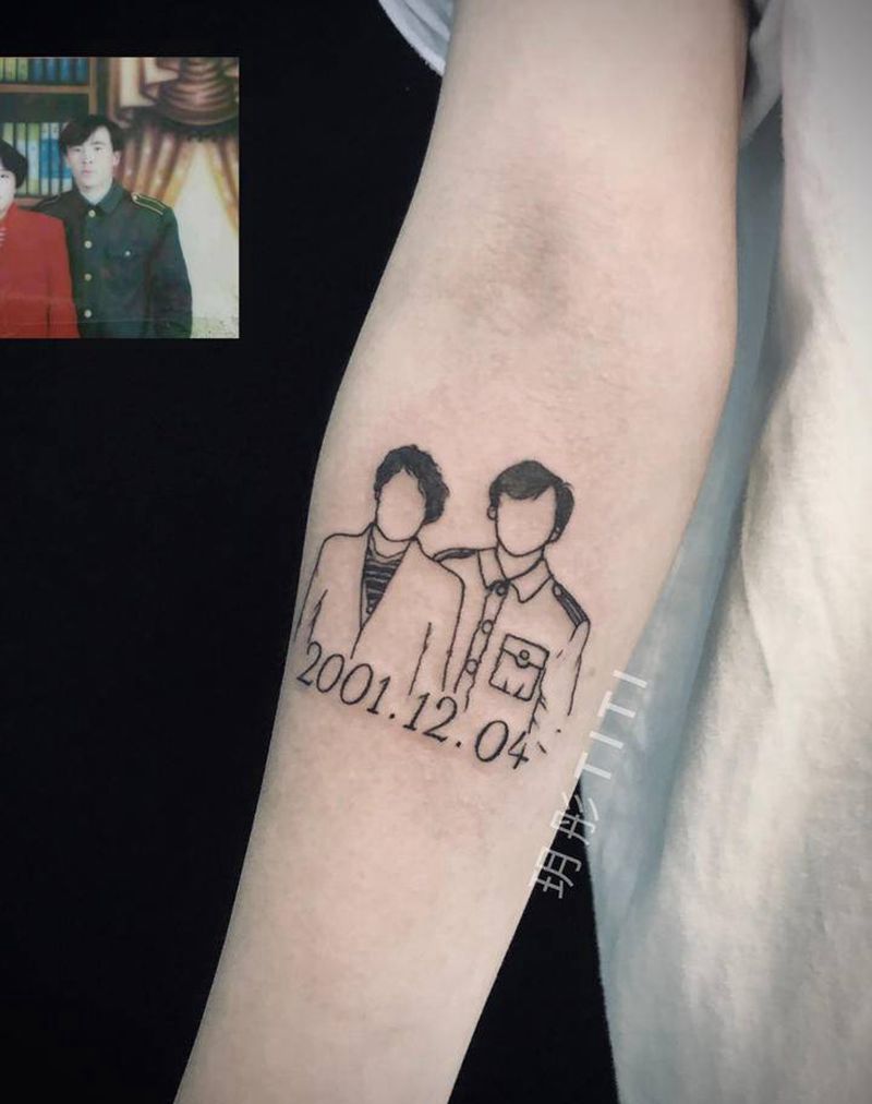 父母简笔画纹身图片_手臂纹身图案