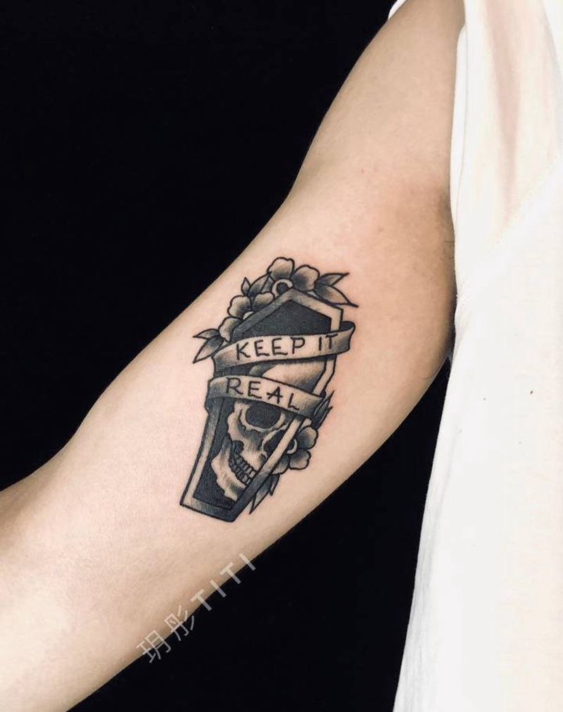 棺材纹身图片_手臂纹身图案