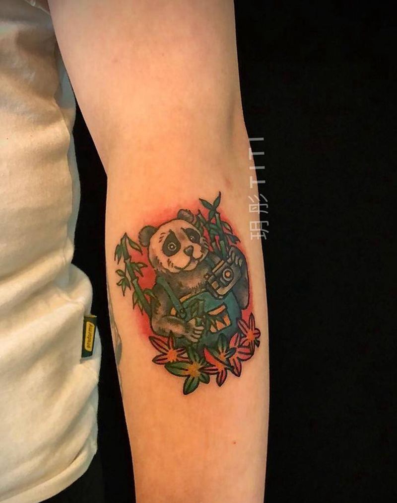 熊猫纹身图片_Old School纹身图案