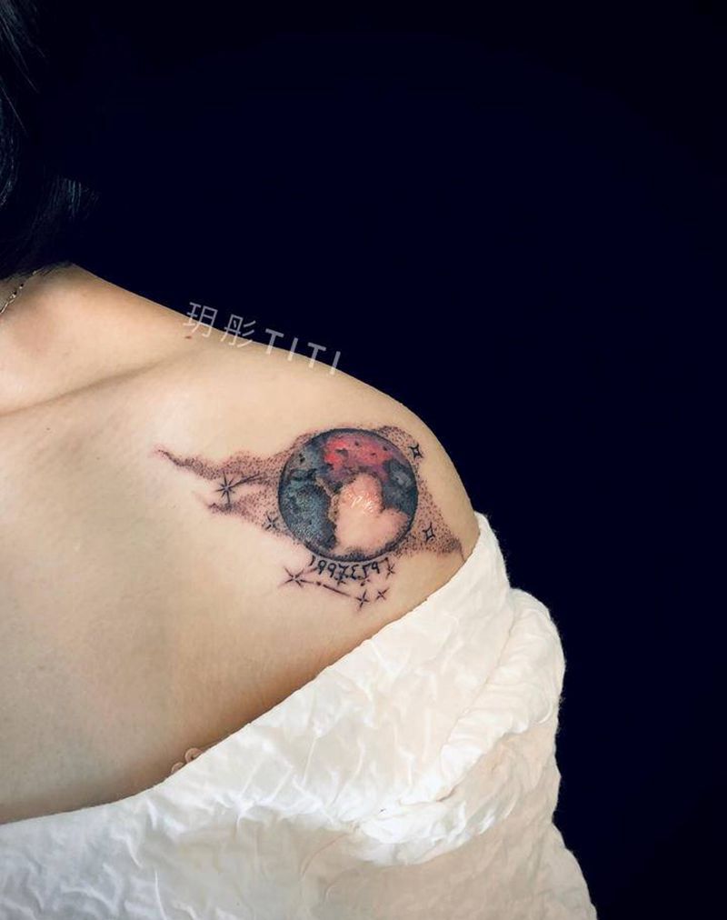 冥王星加金牛座（设计）纹身图片_肩部纹身图案