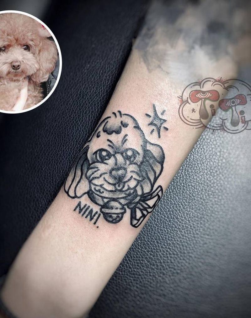 原创设计狗狗纹身图片_Old School纹身图案